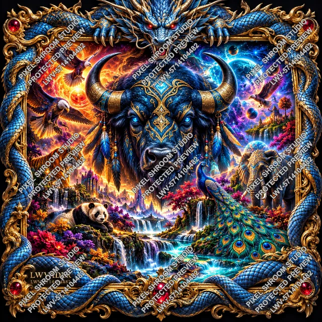 Realm of the Sacred Beasts LWV-5714104482, protected portrait AI artwork preview by LWVader