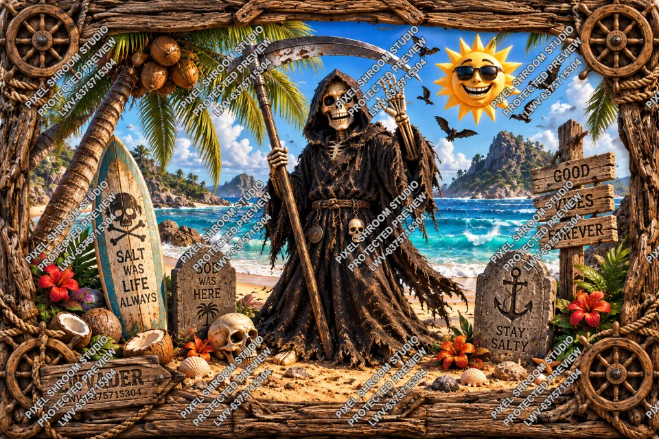 Reaper’s Beach Vacation-LWV-6375715304, protected fantasy AI artwork preview by LWVader
